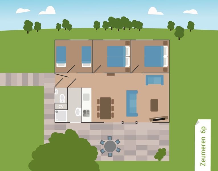 Leuke 6-persoons vakantiehuisje