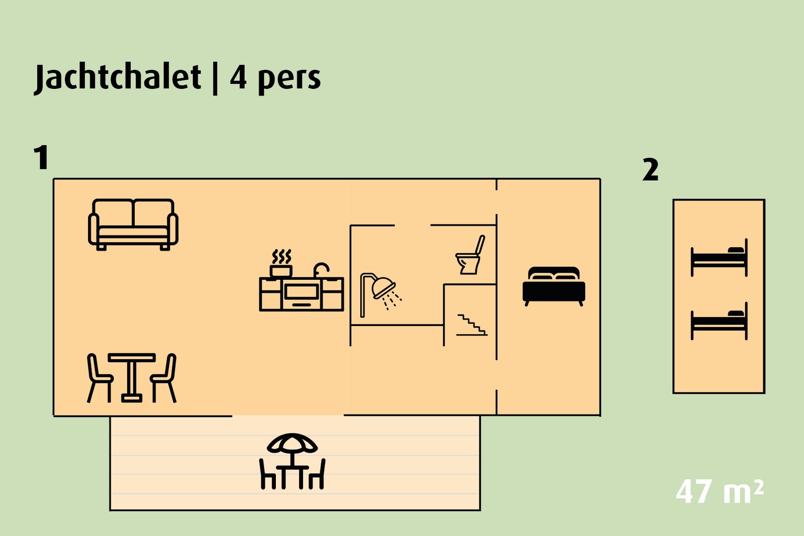 Jachtchalet met sauna - 4 personen