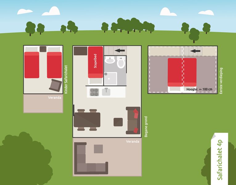 Luxe safarichalet voor 4 personen op park in Voorthuizen Veluwe