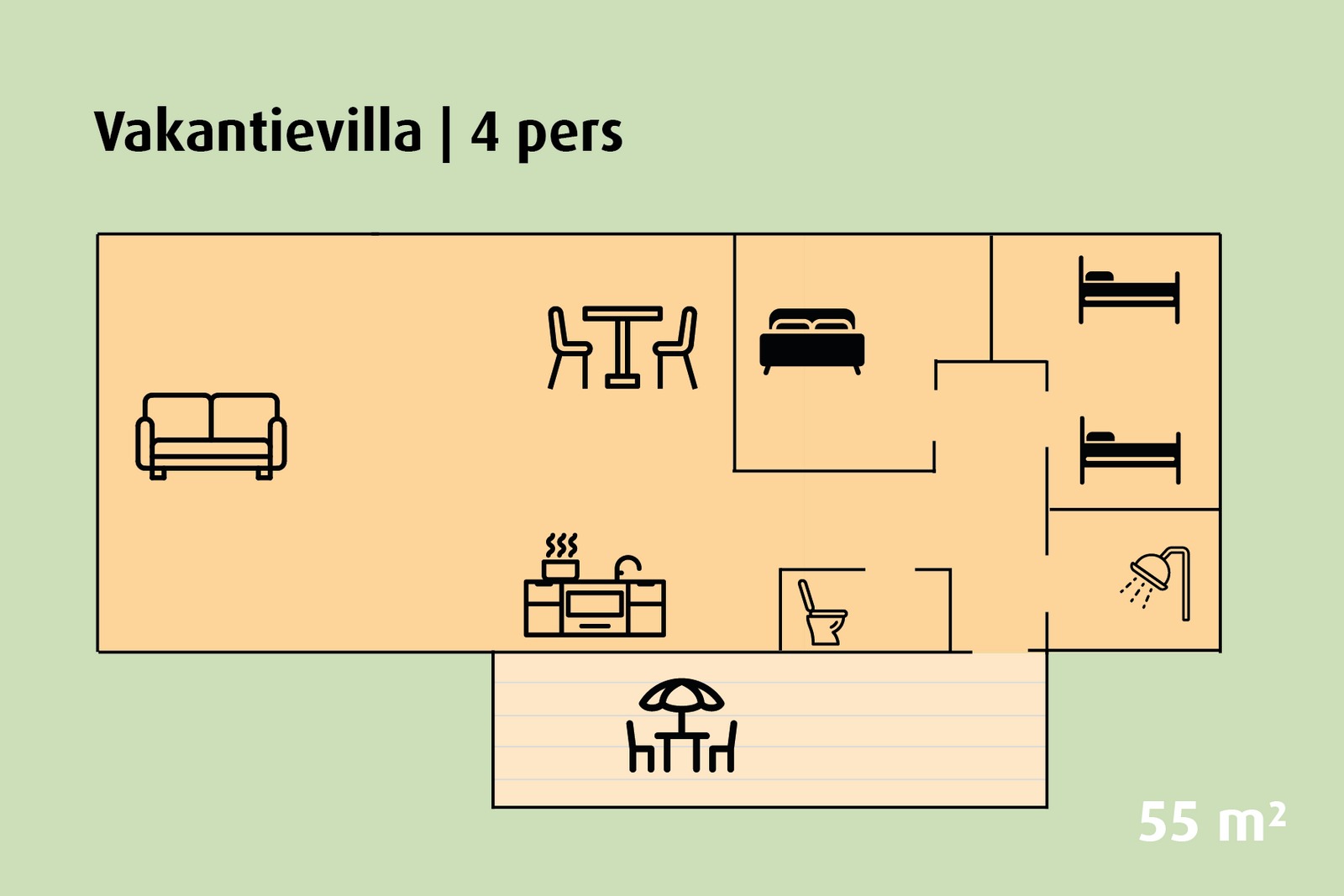 Vakantievilla - 4 personen Huisdier toegestaan